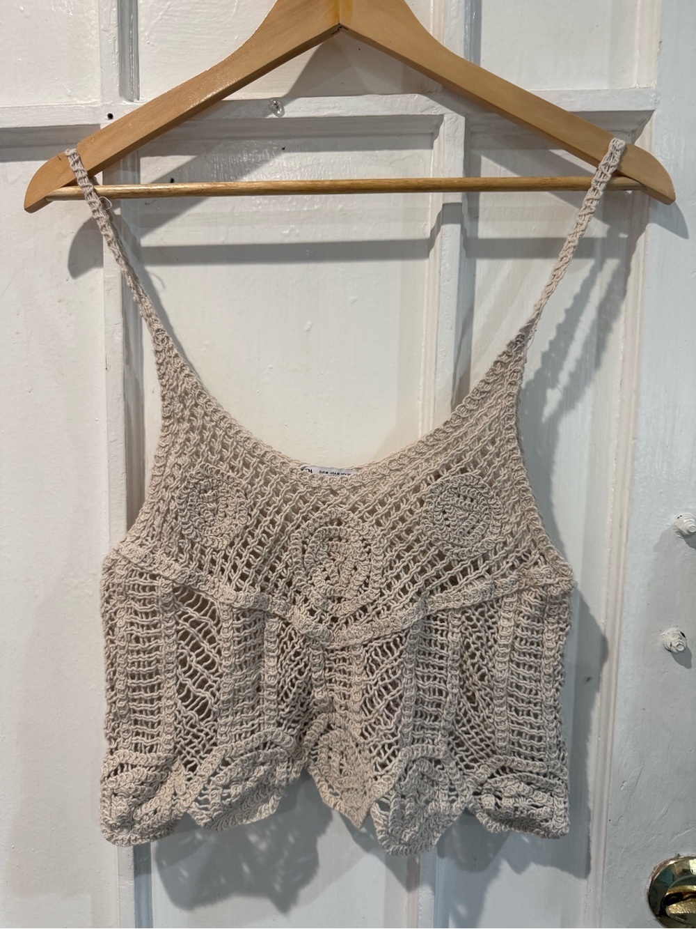 Zara Crochet Spaghetti-Strap Camisole - Beige